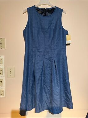 Pendleton Blue chambray Sleeveless Midi A-Line Dress